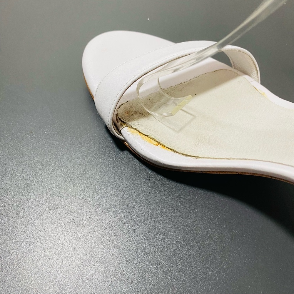 Jeffrey Campbell for Anthropologie White Basket Weave Heel Sandal Shoes Sz-8.5 - Picture 4 of 5
